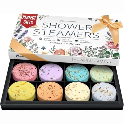 Shower Steamers Aromatherapy Birthday Gifts for Women - 8 Pcs Mothers Day Gifts for Mom Wife Daughter, Self Care with Natural Essential Oils Relaxation Home Spa Gift Set, Easter Basket Essential