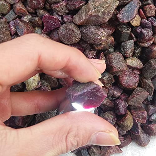 PQYSMVVG Cristal Natural Áspero Cristal Natural Espécimen de corindón Rojo Natural de Piedras Preciosas Naturales for Hacer Joyas Cristal de Piedra de Poder (Color : 100g, Size : 1-2cm)