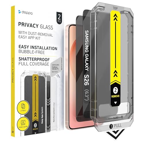Verre trempé anti espion pour Samsung S26 kit de pose facile anti poussière