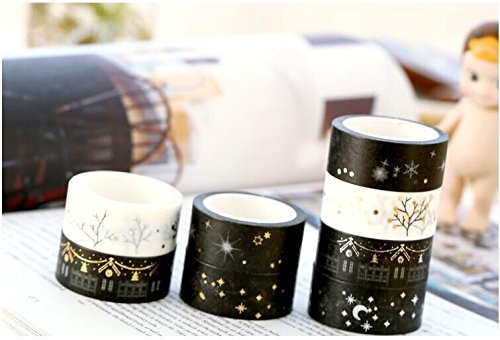 Yalulu 8 Rolls Washi Masking Tape Sticker With Moon Stars Designs For Scrapbooking Diy Gift Wrapping Office Party Supplies #TOP2