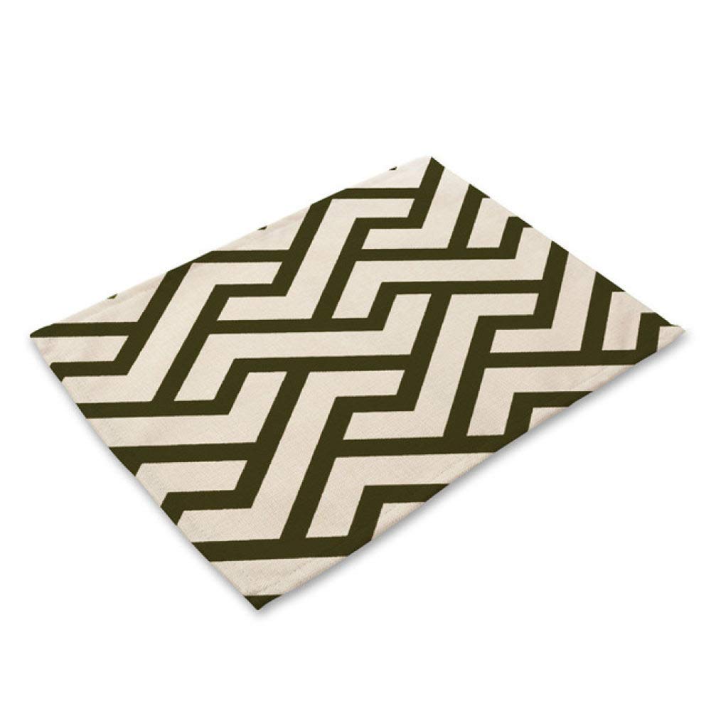 Lonfenner Table Mat,Dark Green Stripes Print Placemat Cotton Linen Upholstered Placemat Printed Placemat Table Mat Coaster Non-Slip Anti-Slip Washable Hotel Restaurant Kitchen Fashion Placemat[6PCS]