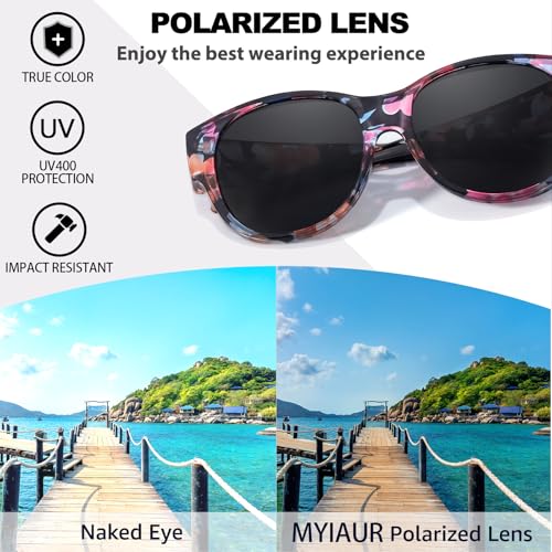 Myiaur Polarized Fit Over Glasses Sunglasses for Women, Trendy Wear Over Glasses for Driving with UV400 Protection4