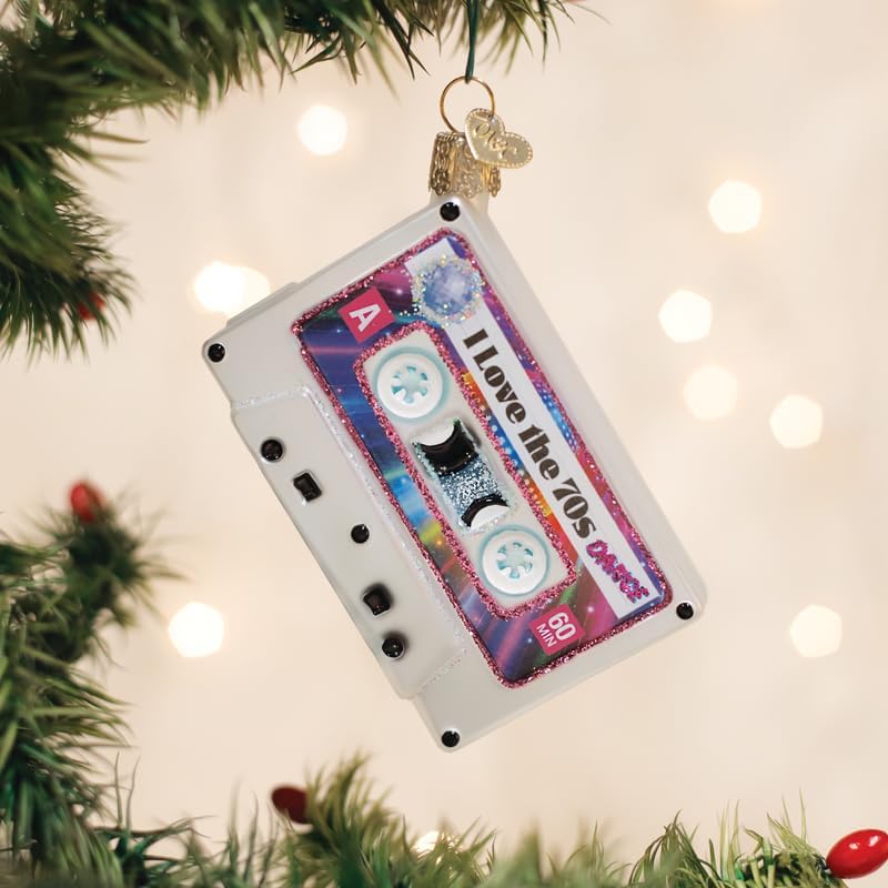 Miniatura 2 de Old World Christmas Adorno de cristal con texto en inglés "I Love The 70s" para árbol navideño