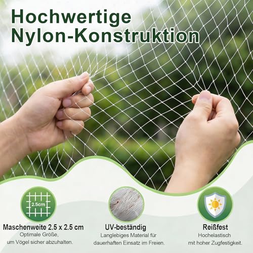 GWHOLE Vogelschutznetz engmaschig Laubschutznetz 10 x 4 m für Balkon Garten
