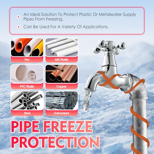 SOTISI Frostschutz Heizkabel, 9M 230V Selbstregulierendes Heizkabel mit Eingebautem Thermostat zum Schutz von Wasserrohren, Metall-/Kunststoff-Hausrohren, Dachrinnen, Kanalisationsleitungen
