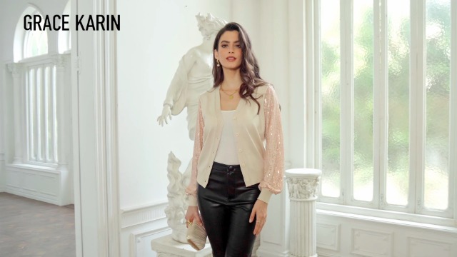 Cardigan Donna Elegante Con Paillettes - Manica Lunga, Slim Fit, Per Feste E Serate - Foto 12