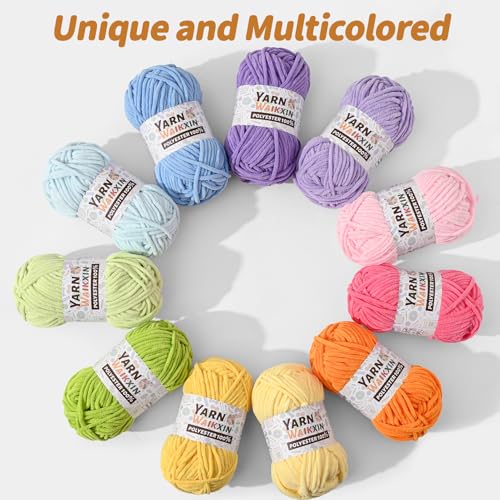 Image of 3 Pack Soft Chenille Yarn for Crocheting, Fluffy Chunky Crochet Yarn for Baby Blanket, (5.29oz /196.8yds) Fuzzy Velvet Yarn for Amigurumi&DIY Puzzle、Crafts、Scarf(3 Aqua Green)