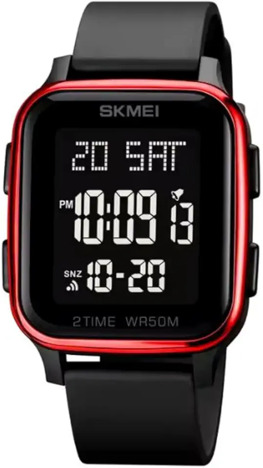 Relógio Maculino Feminino Unissex Digital Esportivo Quadrado 1858 Vermelho