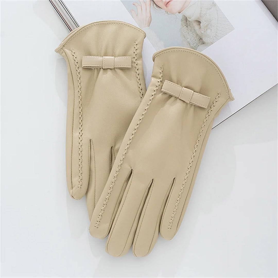 Guanti da donna in pelle a dita piene di moda invernali per ciclismo all'aperto spessi guanti caldi da guida