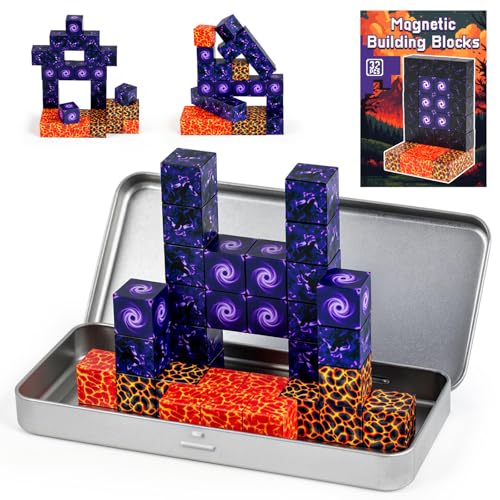 3 otters 32PCS Magnetic Building Blocks Portal Travel Set, STEM