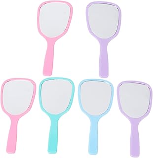 6pcs Single Handle Mirror Portable Vanity Mirror Vintage Hand Mirror Purse Mirror Travel Mirrors Hand Held Mirrors Bulk Makeup Hand Mirror Handheld Makeup Mirror Makeup Supplies
