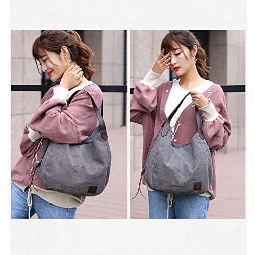 Image of HUGGI Hobo Bags for women | Canvas Material with improve strap & zipper | Elegant hand bag for women in office, function | 33 x 12 x 32 cm (canvas Blue)