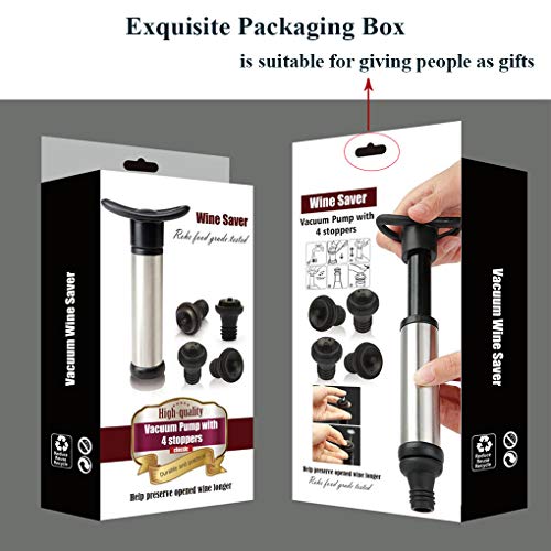 Wine Tools Wine Stoppers Pourer Wine saver 4 Wine Stoppers Wine Saver Vacuum Pump Stainless Steel 7pcs - Thumbnail 3