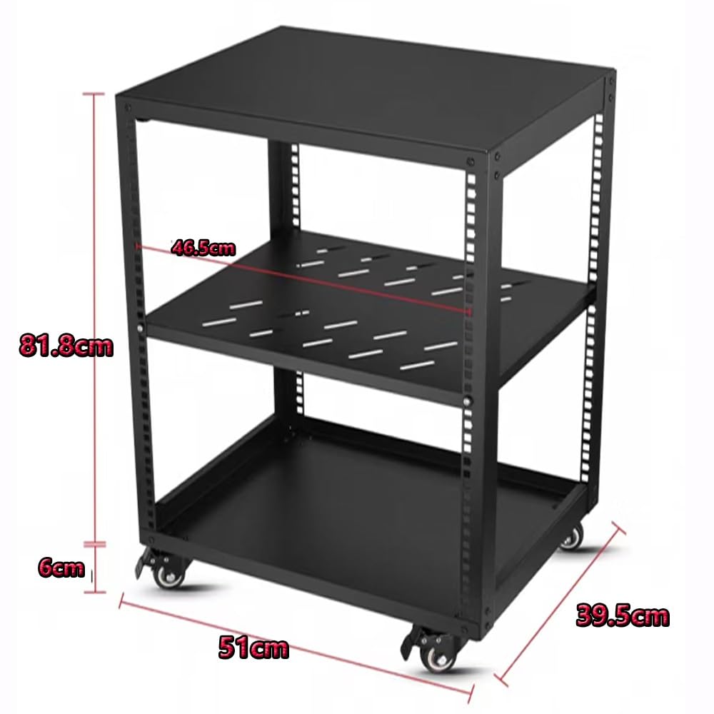 Support audio HiFi réglable en métal avec roulettes pour composants multimédias AV - Rangement de matériel audio mobile (H81,8 cm)