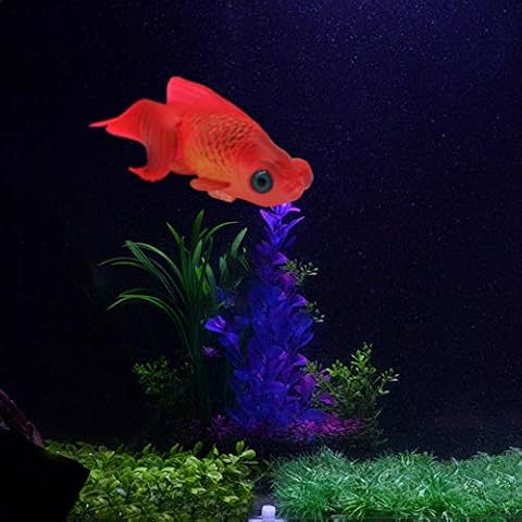 Silicone Artificial Fish Aquarium Decortion High Simulation Lifelike Floating Fake Betta Fish Tank Ornament (Red Goldfish) Cover