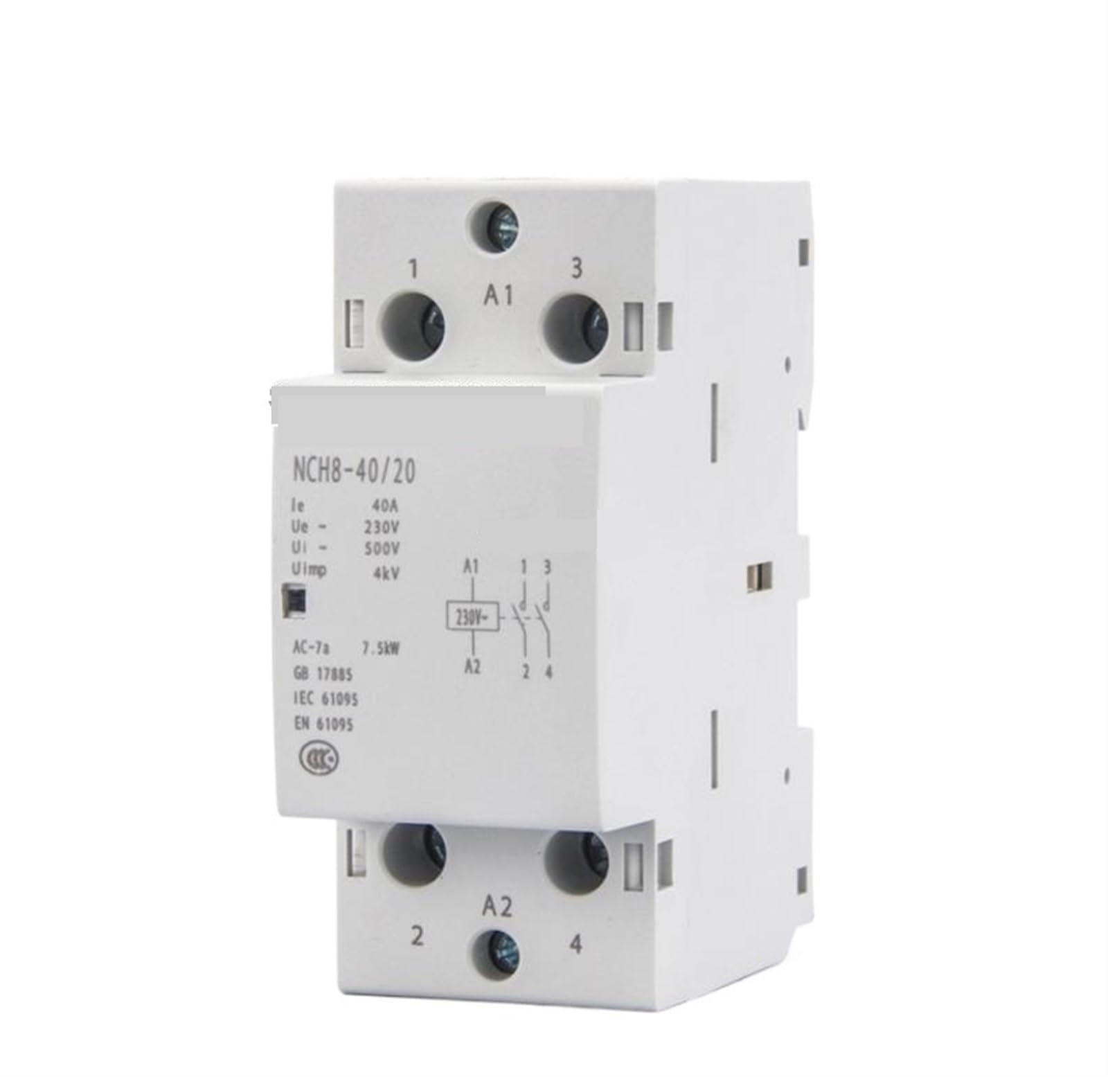 MGIMGFKZD NCH8-40 Modular AC Household Contactor 220V 230V AC 50/ 40A 1NO 1NC 2NO 2NC(Nch8-40a-22 2no 2nc)