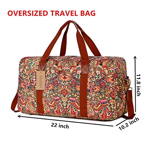 BAOSHA HB-32 Canvas Travel Duffel Bag Weekender Overnight Bag Carry on Oversized for Ladies Women (Colour)