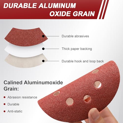 Image of 5 Inch Sanding Discs Hook and Loop, 70 PCS 8 Hole Adhesive Sandpaper, Including 40 /60 /80 /120 /180 /240 /320 Grit for Random Orbital Sander