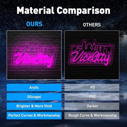 Image of Pink Vice City Neon Sign - Dimmable Led Neon Sign for Bedroom 15.75 x 10.24 Inch,USB Powered for Gaming Room Bar Party Indoor Girl Pub Man Cave Kids Room Decoration Birthday Party Gifts