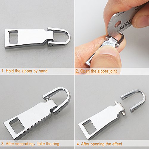 20 Pieces Zipper Pull Tabs Replacement Heavy Duty Zip Fixer Zipper Tags Repair Pull Tab For Clothes, Suitcase, Backpack, Diy Craft, 2 Sizes, 2 Colors #TOP5