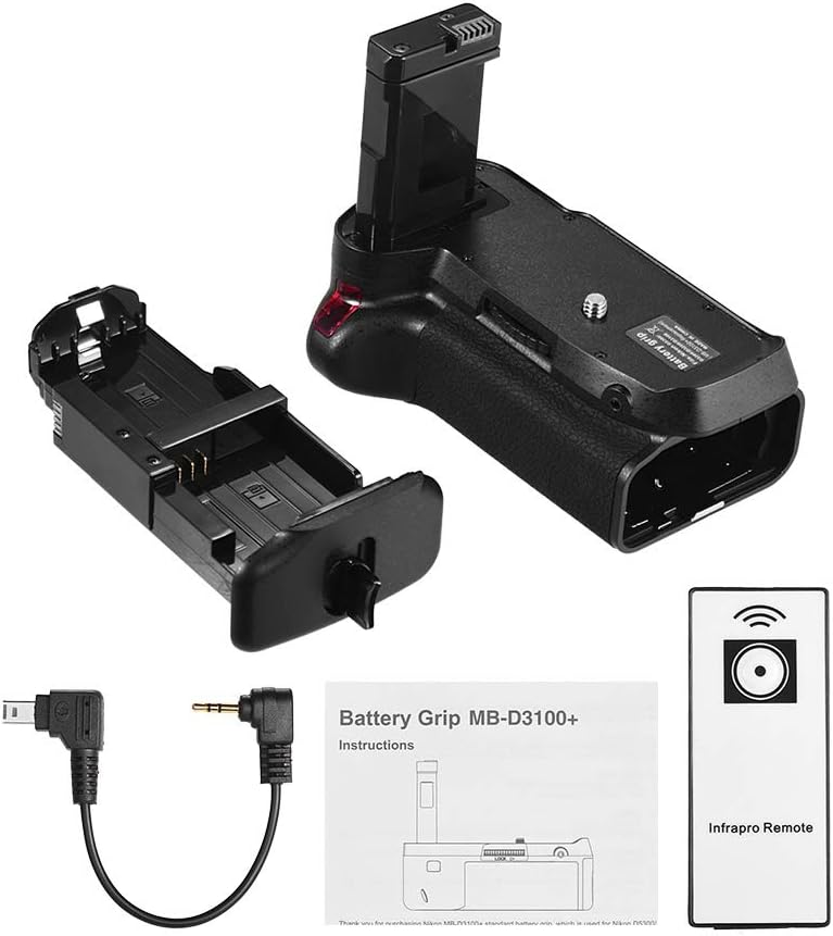 Andoer Vertical Battery Grip Holder for Nikon D5300 D3300 D3200 D3100 DSLR Camera EN-EL 14 Battery Powered with IR Remote Control