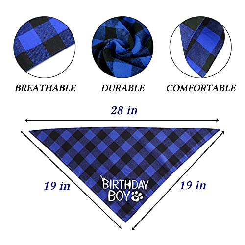 STMK Dog Birthday Bandana, Dogs Birthday Boy Plaid Bandana Triangle Scarf for Medium Large Dogs - Image 4