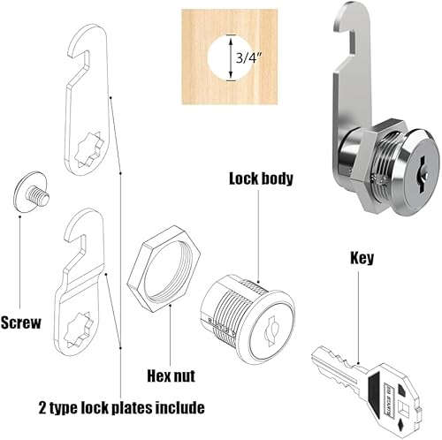 Miniatura 2 de EG Starts 5 cerraduras de arcada de 58 pulgadas, caja de herramientas para puerta de efectivo, cerraduras tubulares, 5 llaves de números iguales