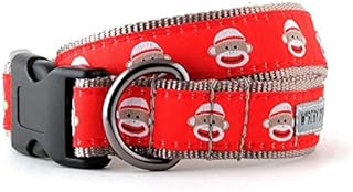 The Worthy Dog Red Sock Monkey Pattern Adjustable Collar Stylish Durable Nylon Strong Buckle Outdoor Puppy Walking Running Accessory - Small