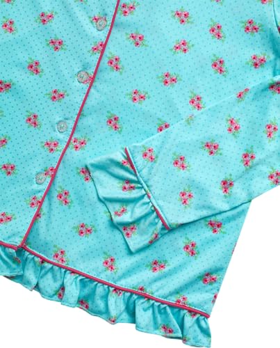 Rene Rofe Girls' Pajama Set - 2 Piece Long Slevee Button Down Pajama Shirt and Pants Set - Cozy Printed Matching Pajamas 4-124