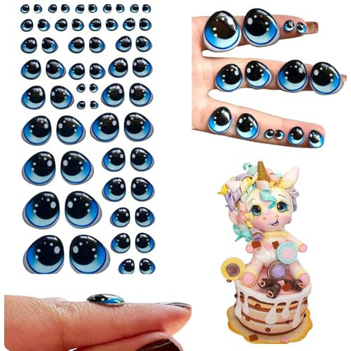 3D Resin Googly & Wiggle Eyes – Blue Self-Adhesive Set (58 pcs, 29 Pairs, 5–22 mm) – Realistic Craft Eyes for Dolls, Clay, Amigurumi, Slime, Felt, Cold Porcelain & DIY Projects – 37-M