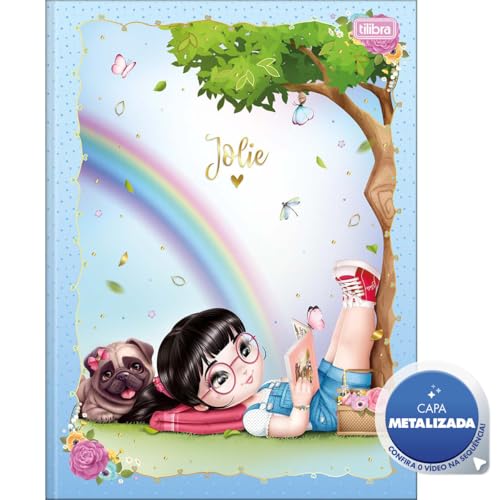 Tilibra - Caderno Brochura Capa Dura Universitário Jolie 80 Folhas - Jolie com Livro - Capa Azul