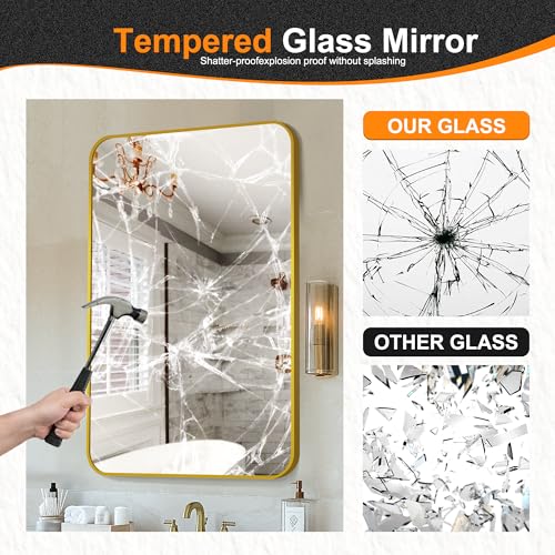 Image of Delma Bathroom Vanity Mirror, Gold Framed Mirror for Over Sink, 40x28