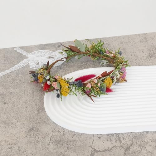 Corona de flores secas para boda miniatura 6