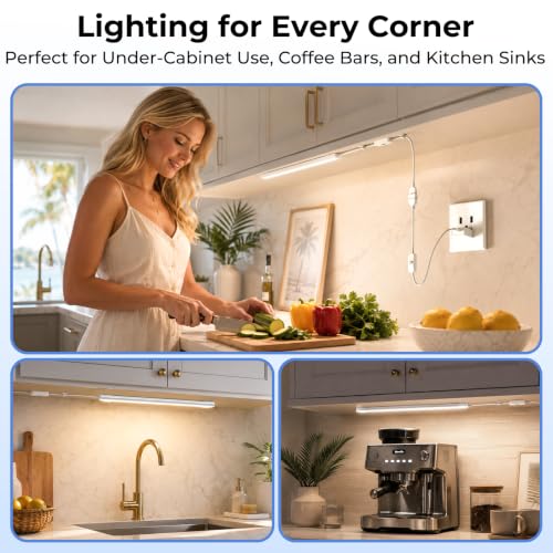 Image of ASOKO 12Inch Hand Wave Activated Under Cabinet Lights-4500K Daylight White