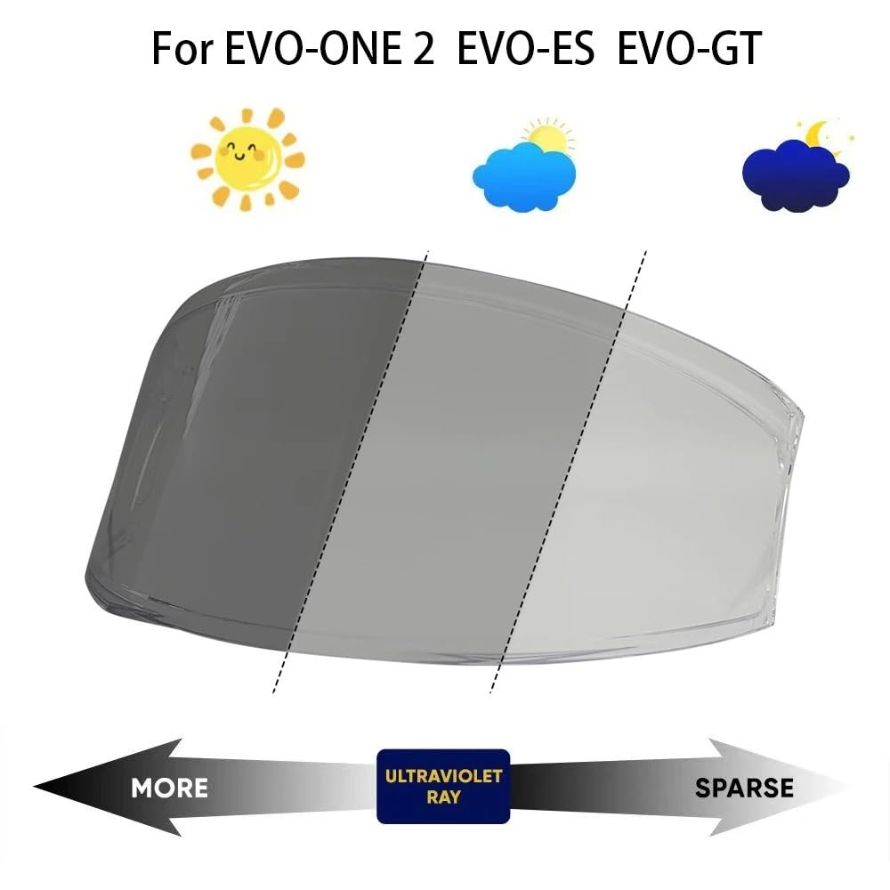 Generico Visiera fotocromatica for Ca-sco da moto, occhiali for Shark EVO-ONE 2 EVO ES EVO-GT, visiera for Ca-sco UV, lente fotocromatica automatica