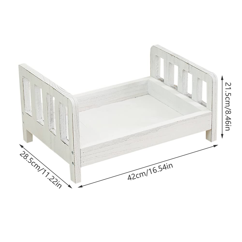 Accessoires Photo pour Bébé Photographie Nouveau-né Accessoires Photobooth Studio Photo Posant des Accessoires Petit Lit en Bois 42X28.5X21.5cm