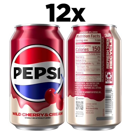 Image of Pepsi Cola Wild Cherry & Cream, 12 fl oz Cans (12 Pack)