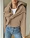 BTFBM Womens Sweaters Quarter Zip Pullover V Neck Collar Long Sleeve Ribbed Knit Loose Casual 2025 Winter Fall Sweater(Light Khaki, Small)