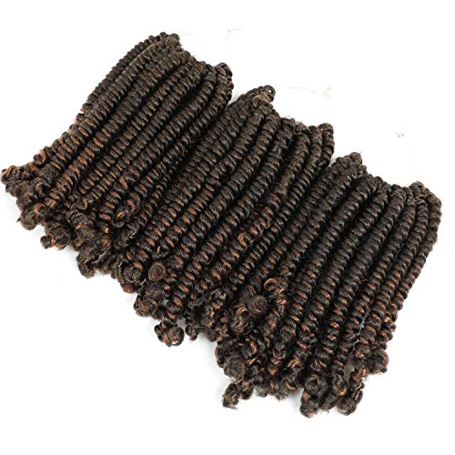 8inch 7 Packs Bob Spring Twist Crochet Hair Pre-twisted Spring Twist Hair Short Curly Bomb Twist Pre-looped Synthetic Braiding Hair Extension (8inch, T30) â€¦ â€¦