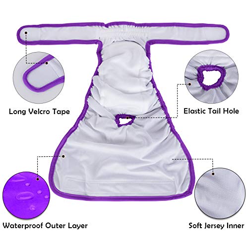 Luxja Reusable Female Dog Diapers (Pack Of 4), Washable Wraps For Female Dog (Small, Gray+Green+Purple+Rose Red) #TOP1