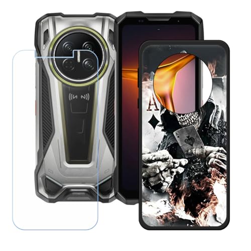 LCEHTOGYE �K�p Doogee V Max 2 Pro +�����K���X�X�N���[���v���e�N�^�[�p�P�[�X�A�K�p Doogee V Max 2 Pro (6,78")�ƌ݊����̂���u���b�N�\�t�gTPU�V���R���Q���P�[�X�ی�J�o�[ WZ4