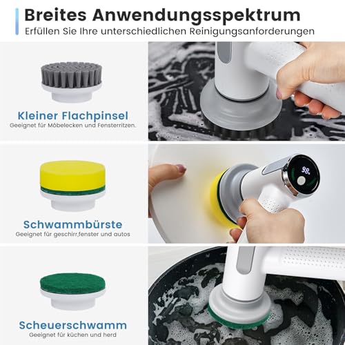 FIVAVA Elektrische Reinigungsbürste,Electric Cleaning Brush,Spin Scrubber,2 Reinigungsmodi Elektrische Bürste zum Putzen,Fugenbürste Elektrisch Geeignet für Zuhause
