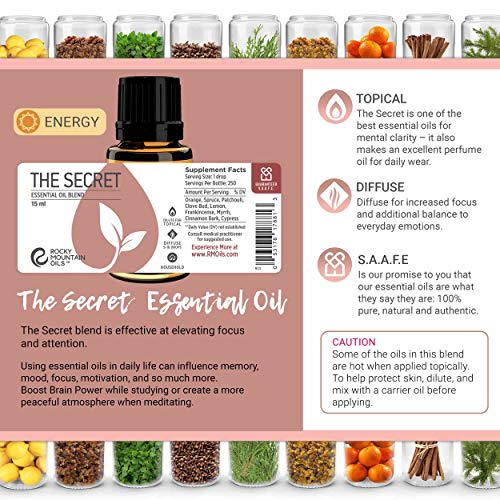 Rocky Mountain Oils The Secret Essential Oil Blend - Aromatherapy Essential Oils for Diffuser, Topical, and Home - Mental Focus Essential Oil, Mood Boost - 15ml - Image 6