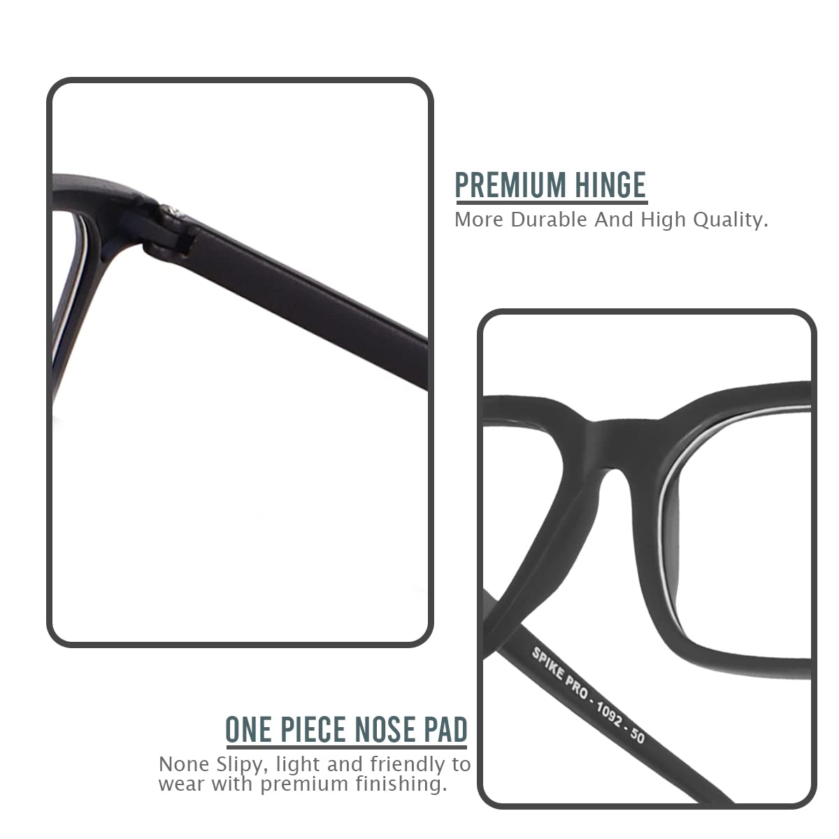 Eymen I Classic Non Prescription Clear Lens Glasses for Women Men Square Frame Eyeglasses Multiple Shades (Black) - Image 5 thumbnail