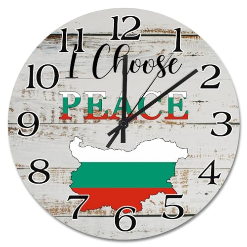 Horloge murale drapeau Bulgarie 38cm pour salon rustique