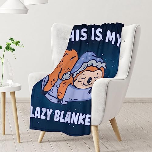 Mercuryelf Sloth Throw Blanket - Soft, Fuzzy & Warm - 30x40 Inches Small Blankets for Lap, Crib - Dark Blue Cute Throws Gift for Baby