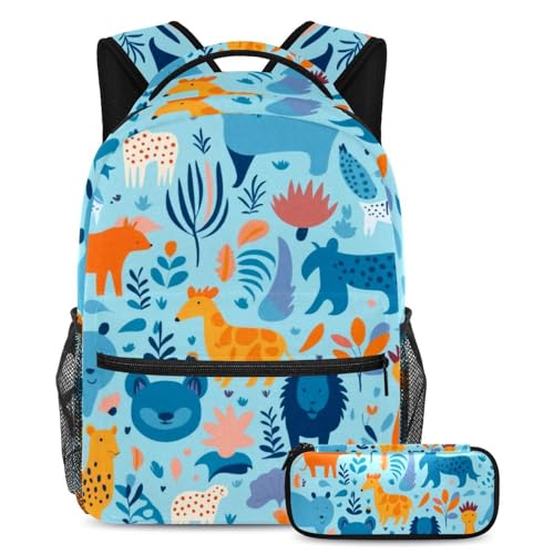 Sac à dos bleu et trousse pour soulager le dos des enfants et trier le matériel d'école