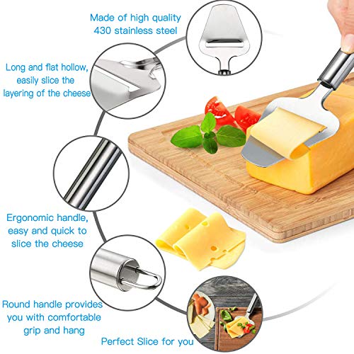 2 Pieces Cheese Slicer Set, Stainless Steel Wire Cheese Slicer with Cheese Plane tool,Adjustable Thickness Cheese Cutter for Soft, Semi-Hard, Hard Cheeses Kitchen Cooking Tool, Grey