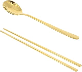 GUOJFEN Przenośne sztućce kompletny zestaw sztućców do jadalni, zestaw sztućców, zestaw narzędzi kuchennych, nóż do jadalni, złoty