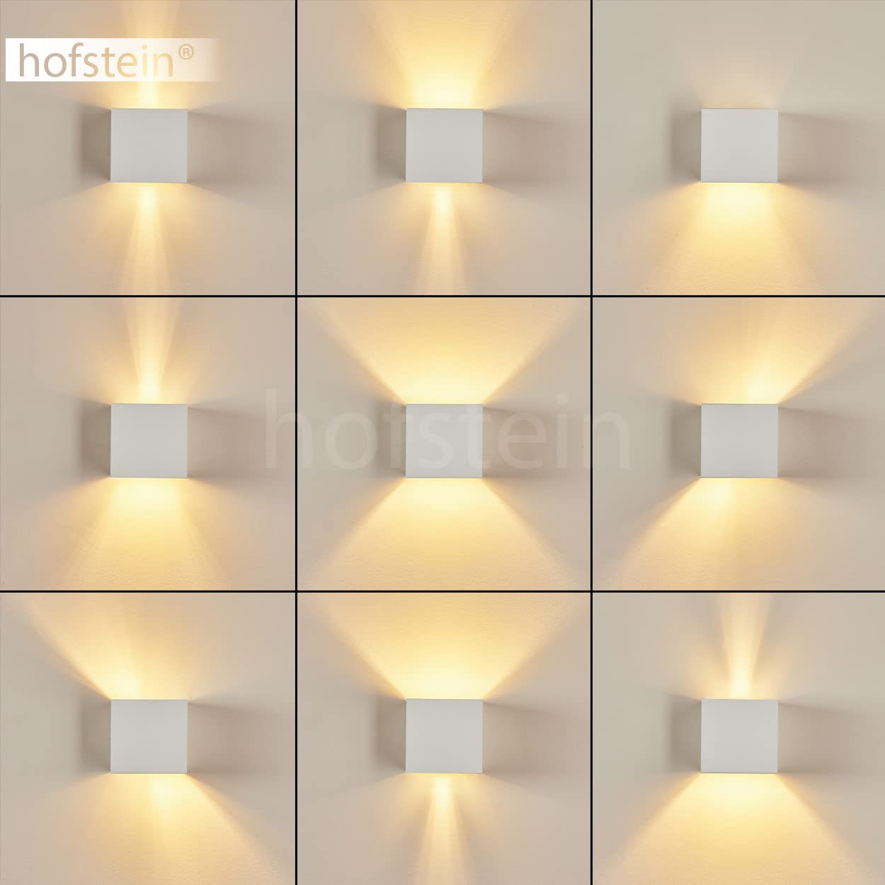 Wandleuchte Badajoz, moderne Wandlampe aus Metall in Weiß, eckige Leuchte mit verschiedenen Lichteffekten durch verstellbaren Schirm, Up & Down Leuchte, 1-flammig, 1 x G9, ohne Leuchtmittel